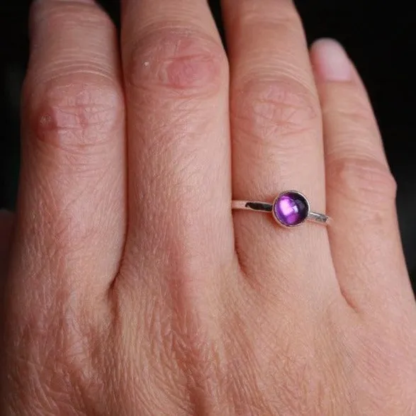 Purple Amethyst and Sterling Silver Ring