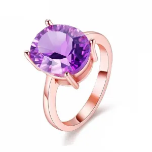 Purple Amethyst Diamond Ring in Rose Gold