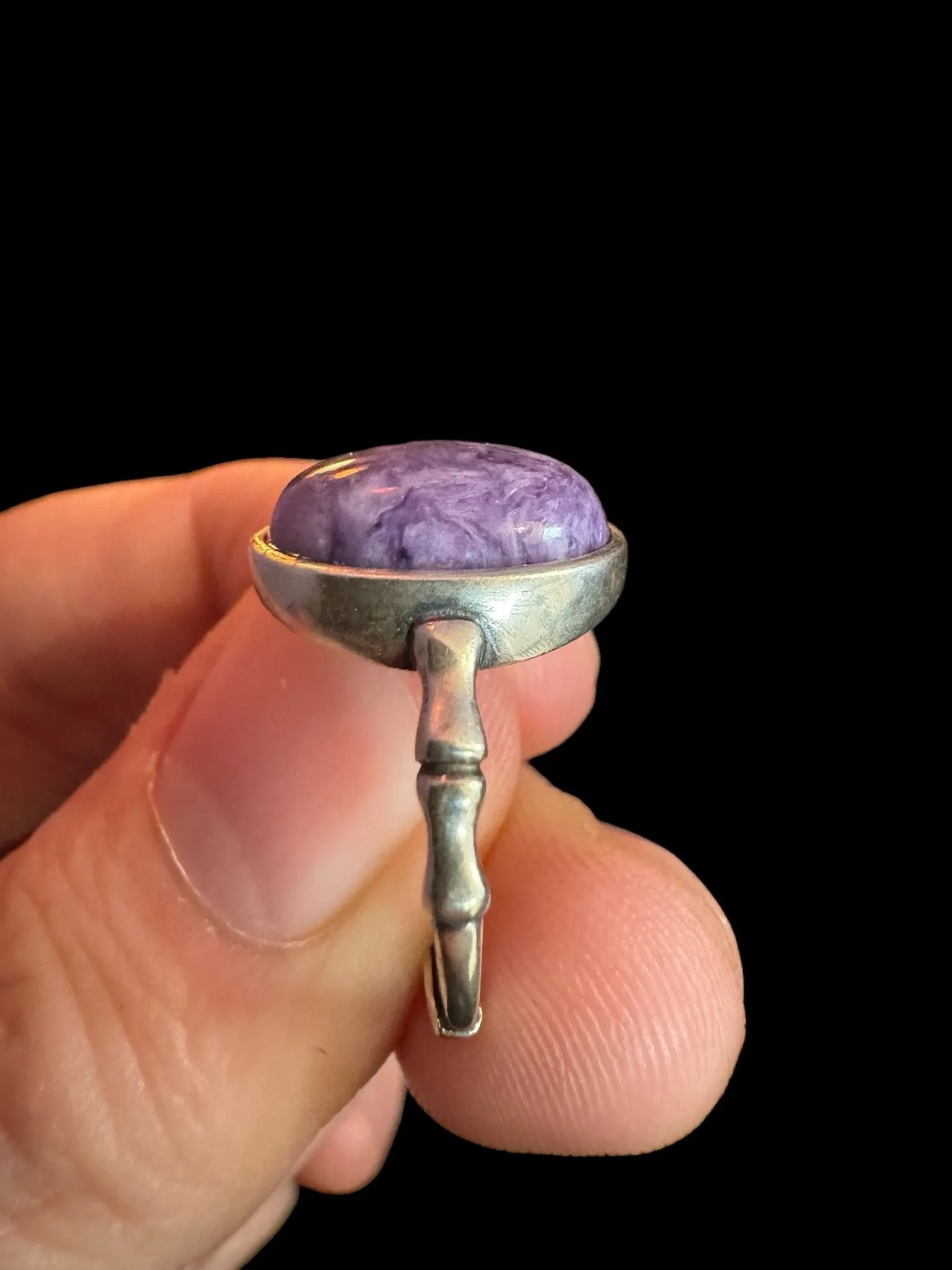 Purple Charoite Ring, Adjustable Silver Anxiety Ring, Crystal Shop Jewelry, Bijoux Charoite