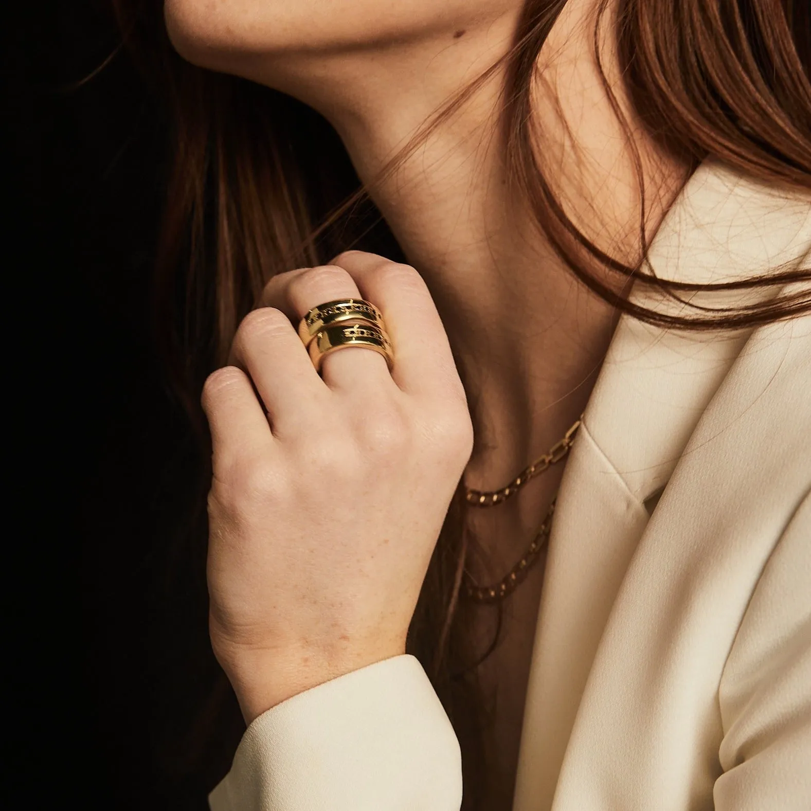 Raw Cuff Ring with Black Onyx Pave - 14K Gold Plated