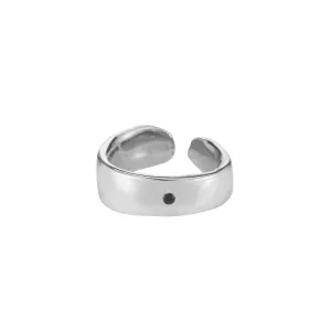 Raw Cuff Ring with Black Onyx - Sterling Silver