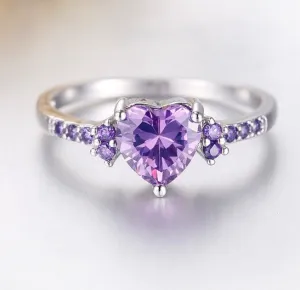 Real Amethyst Heart shaped Ring
