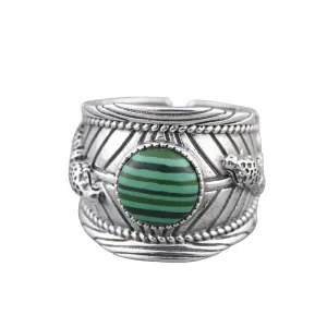 Real Solid 925 Sterling Silver Gemstone Rings Leopard Animals Punk Jewelry Open Size 7-9