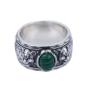 Real Solid 925 Sterling Silver Gemstone Rings Tiger Animals Fashion Punk Jewelry Size 7-11