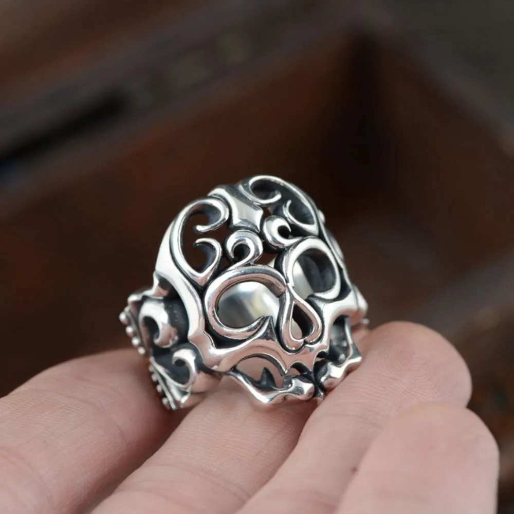 Real Solid 925 Sterling Silver Rings Skeletons & Skulls Heart Gothic Punk Jewelry Size 9-13