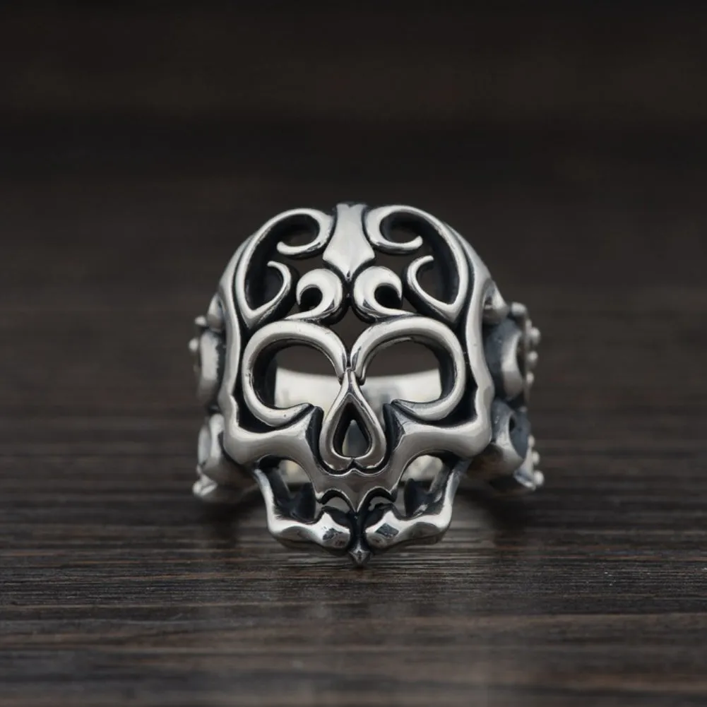 Real Solid 925 Sterling Silver Rings Skeletons & Skulls Heart Gothic Punk Jewelry Size 9-13