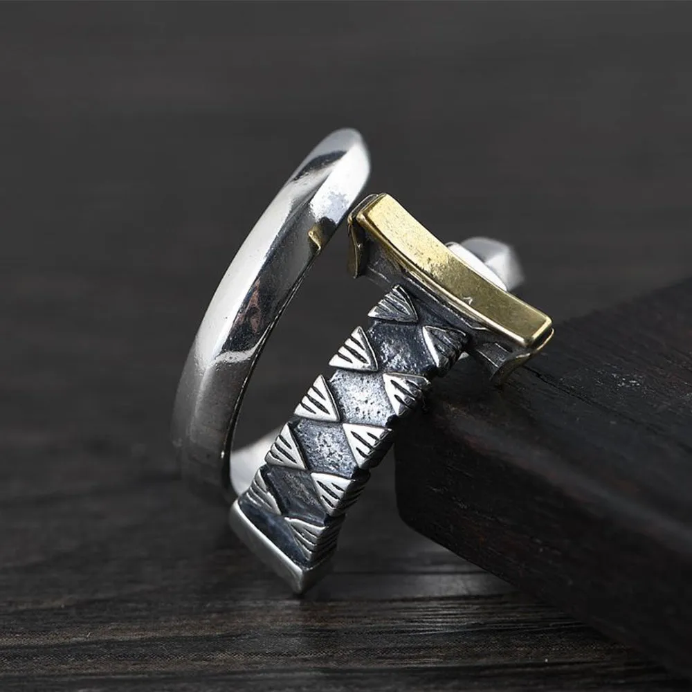Real Solid 925 Sterling Silver Rings Sword Cross Punk Jewelry Open Size Adjustable