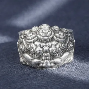 Real Solid 999 Sterling Silver Rings Lion Animals Gothic Punk Jewelry Open Size 10-12
