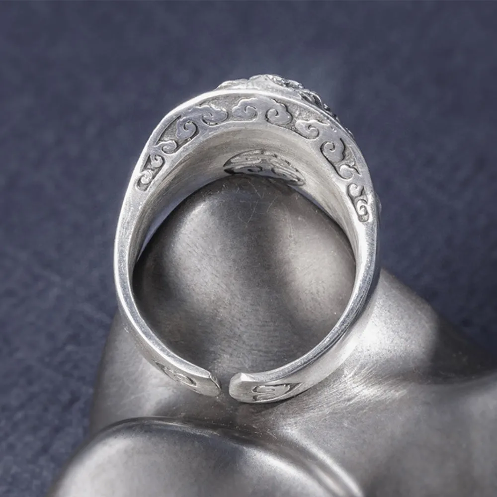 Real Solid 999 Sterling Silver Rings Lion King Animals Gothic Punk Jewelry Open Size 8-10