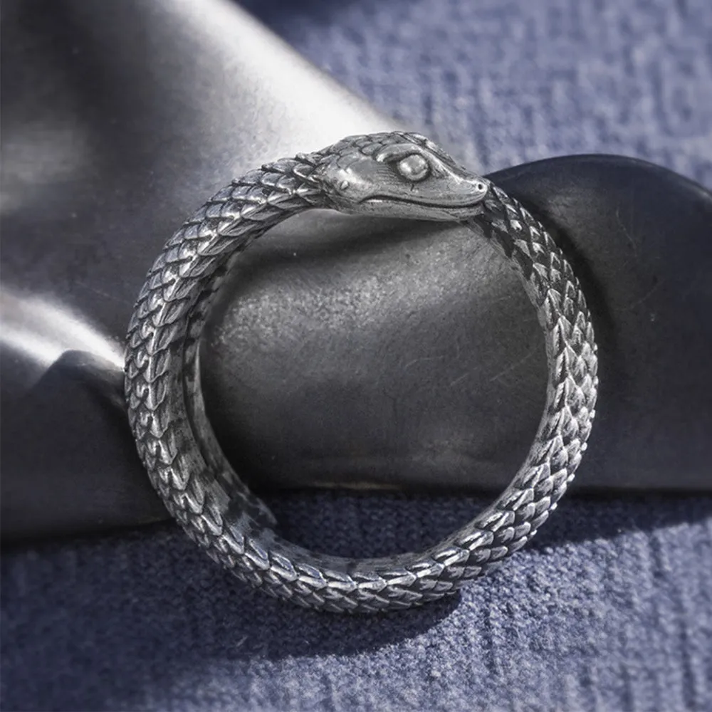Real Solid 999 Sterling Silver Rings Snake Animals Fashion Jewelry Adjustable 4-12