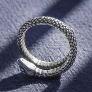 Real Solid 999 Sterling Silver Rings Snake Animals Fashion Jewelry Adjustable 4-12