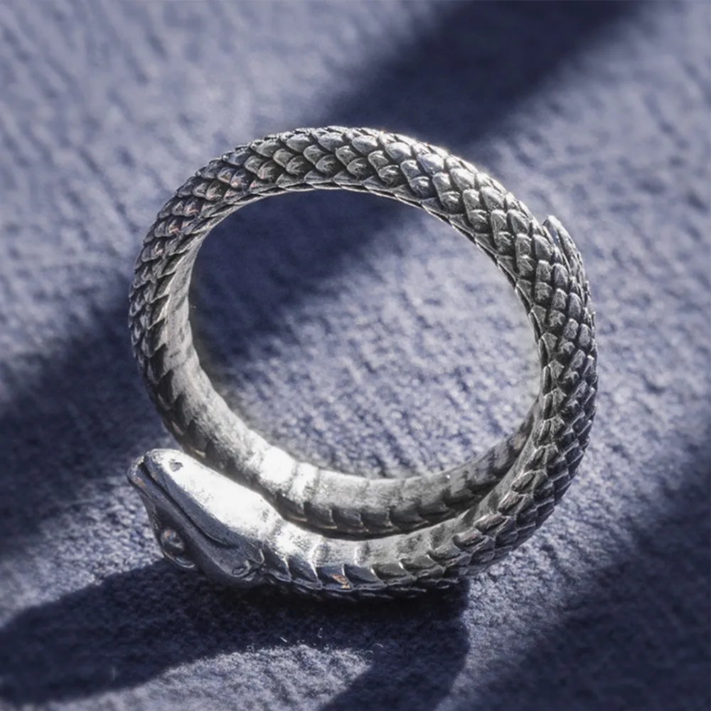 Real Solid 999 Sterling Silver Rings Snake Animals Fashion Jewelry Adjustable 4-12
