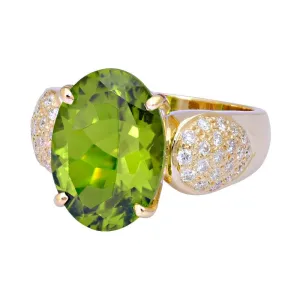Ring-Peridot and Diamond  (2140E)