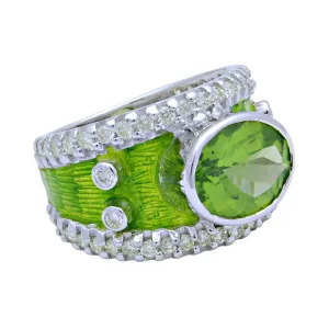 Ring-Peridot and Diamond (Enamel)  (114JS)