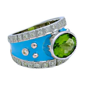 Ring-Peridot and Diamond (Enamel)  (114PS)