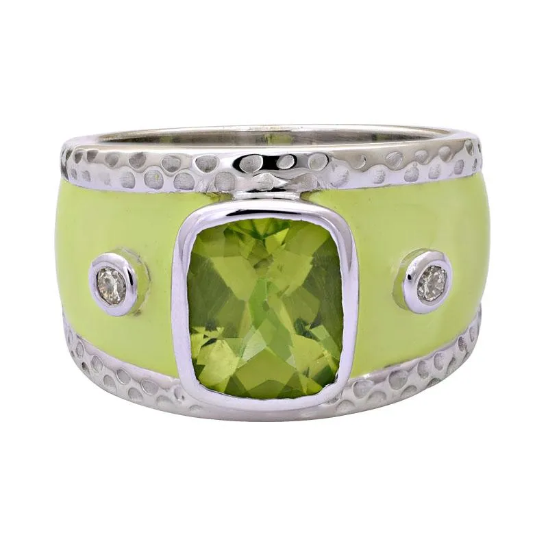 Ring-Peridot and Diamond (Enamel)  (222QS)