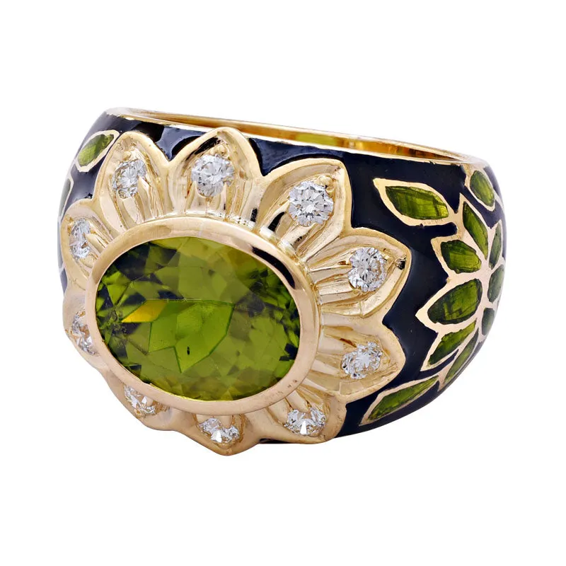 Ring-Peridot and Diamond (Enamel)