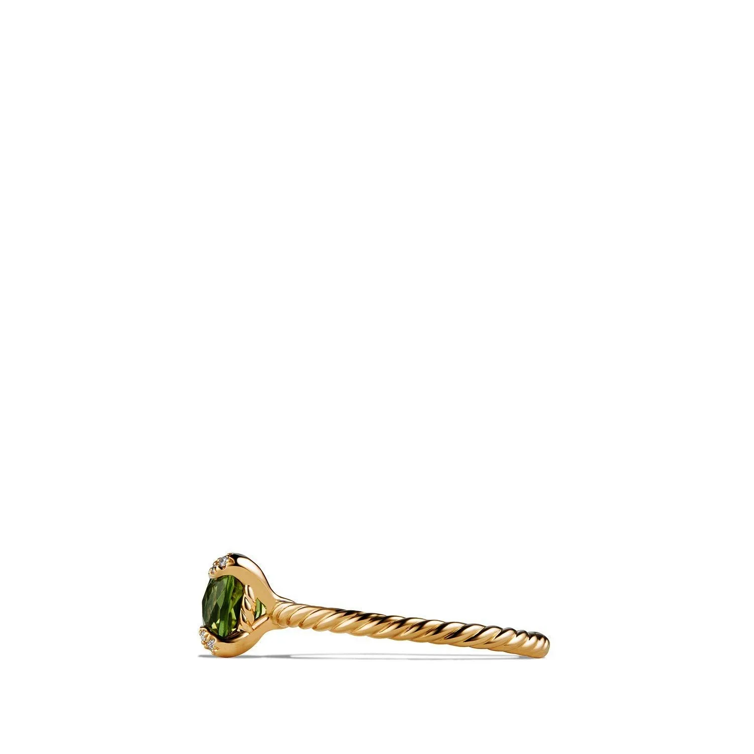 Ring with Peridot and Diamonds in 18K Gold, Size 6