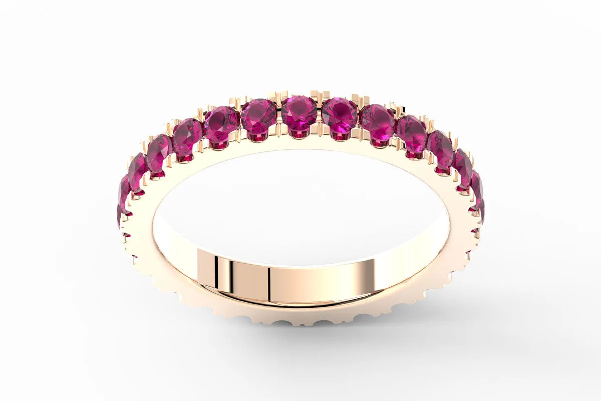 ROSE GOLD BIRTHSTONE ETERNITY PAVE STACKING BAND