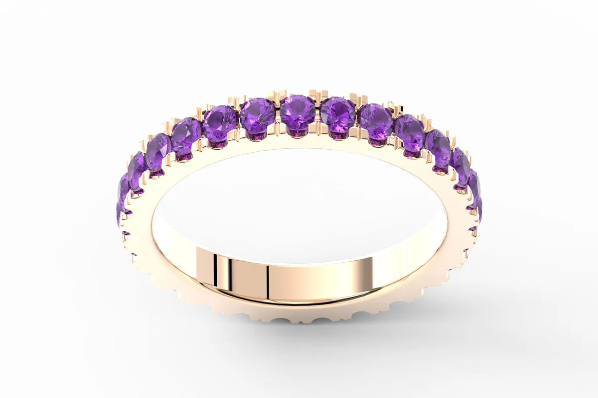 ROSE GOLD BIRTHSTONE ETERNITY PAVE STACKING BAND