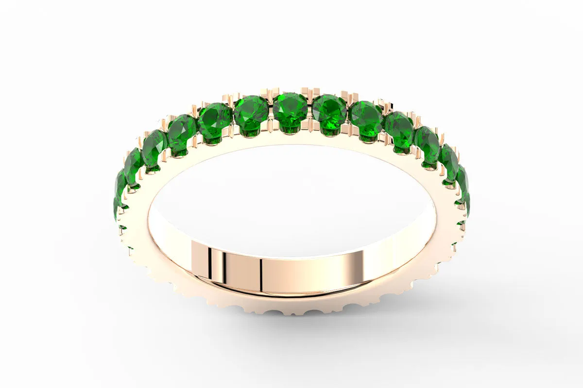 ROSE GOLD BIRTHSTONE ETERNITY PAVE STACKING BAND