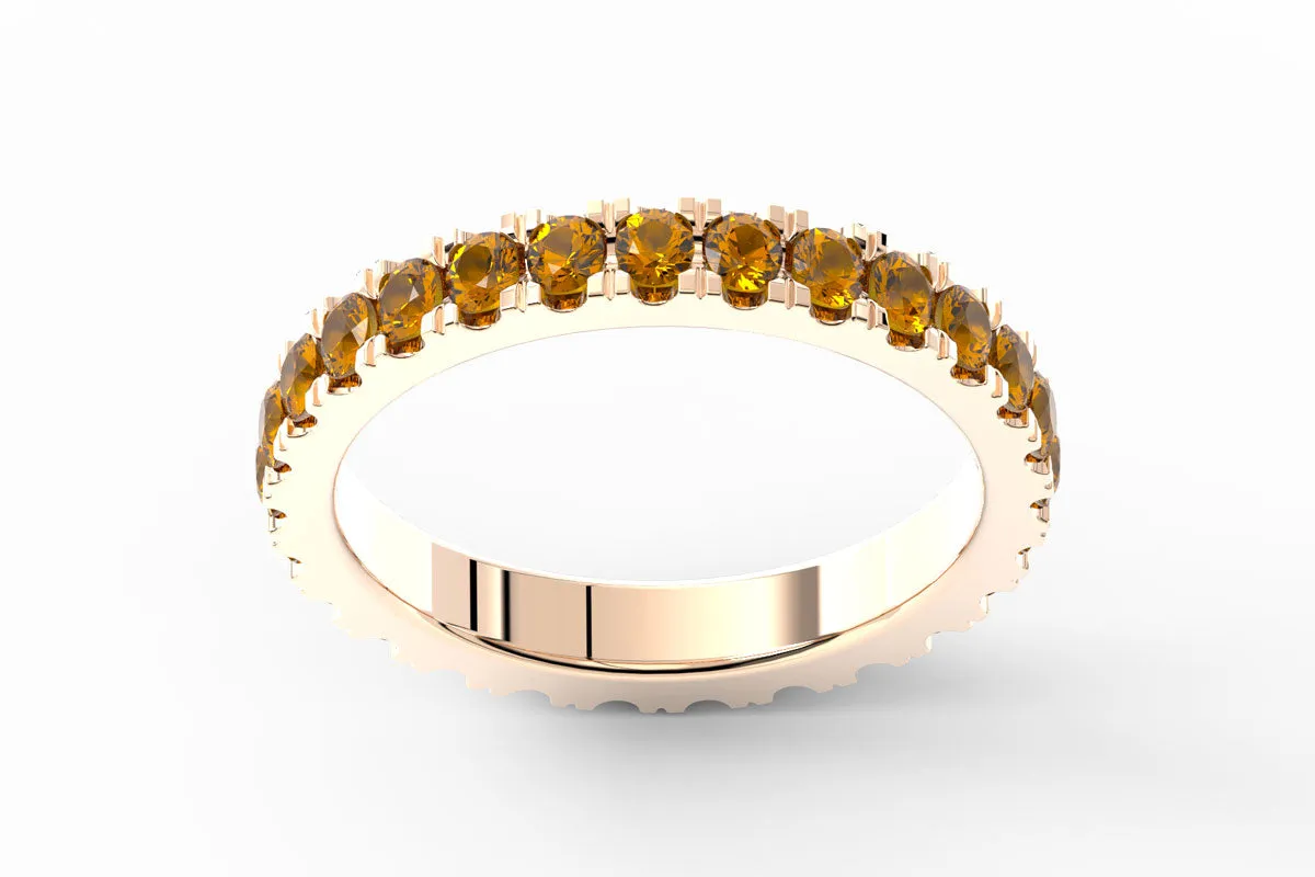 ROSE GOLD BIRTHSTONE ETERNITY PAVE STACKING BAND