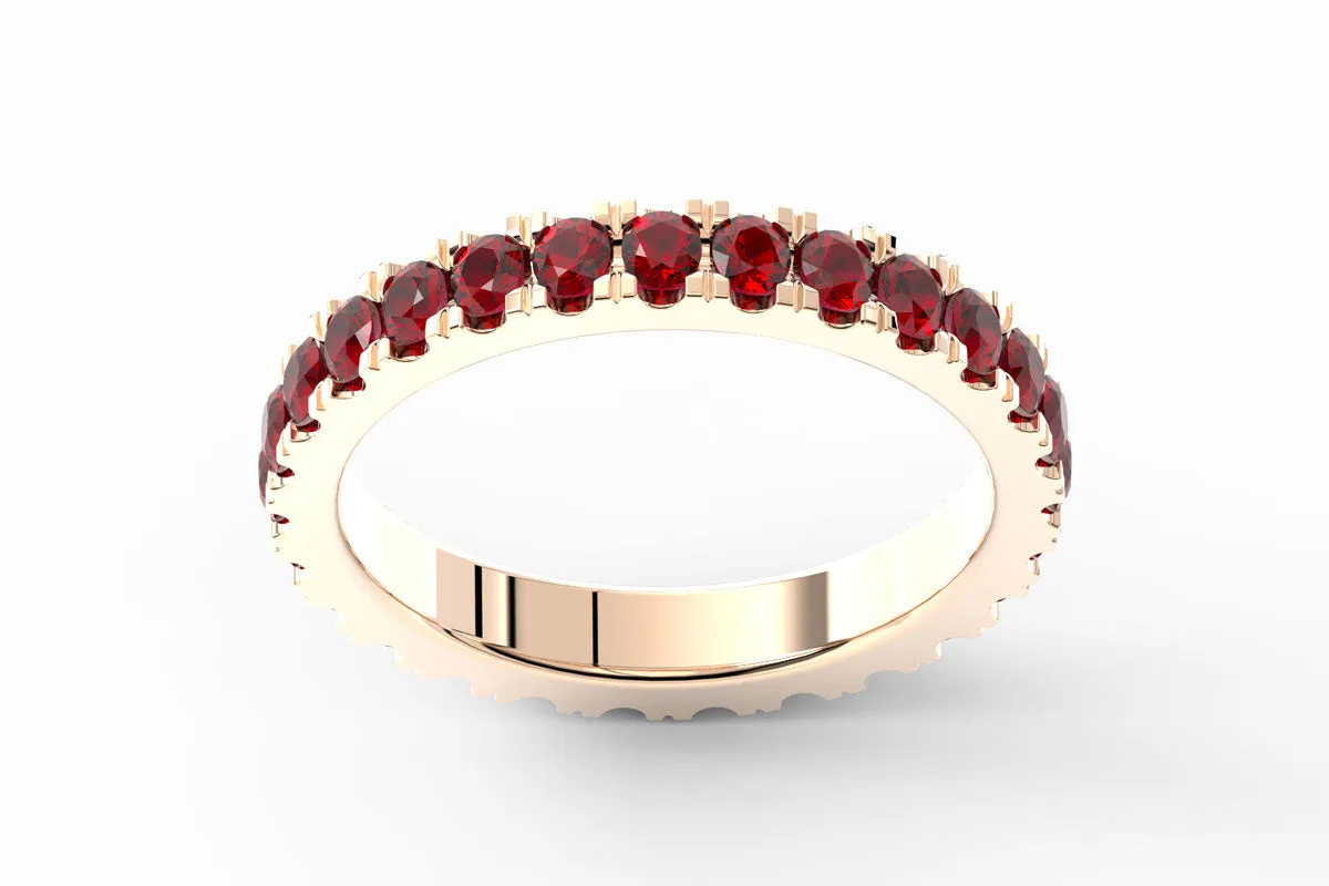 ROSE GOLD BIRTHSTONE ETERNITY PAVE STACKING BAND