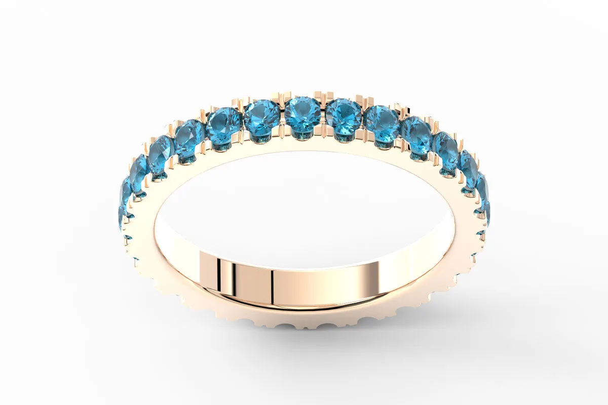 ROSE GOLD BIRTHSTONE ETERNITY PAVE STACKING BAND