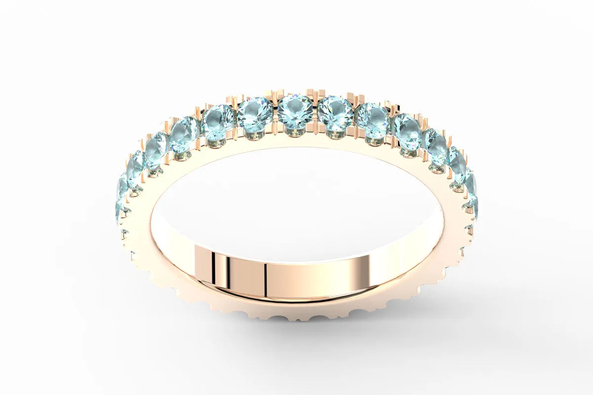 ROSE GOLD BIRTHSTONE ETERNITY PAVE STACKING BAND