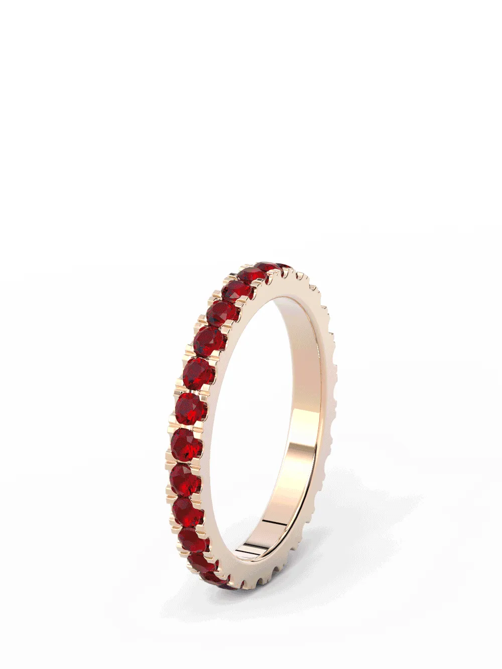 ROSE GOLD BIRTHSTONE ETERNITY PAVE STACKING BAND