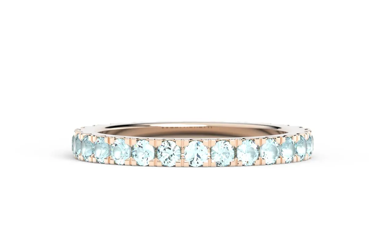 ROSE GOLD BIRTHSTONE HALF PAVE STACKING BAND