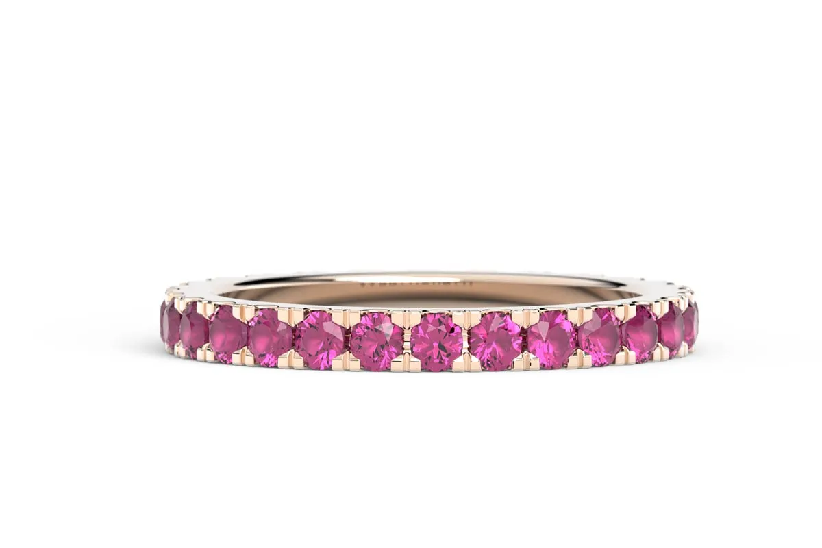 ROSE GOLD BIRTHSTONE HALF PAVE STACKING BAND