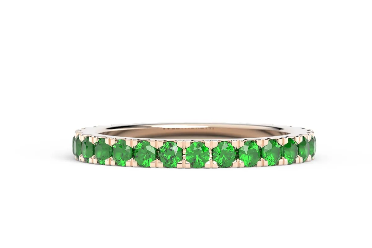 ROSE GOLD BIRTHSTONE HALF PAVE STACKING BAND
