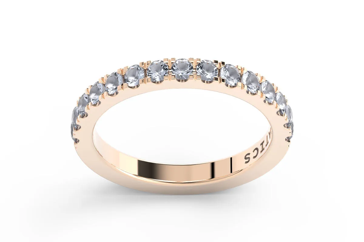 ROSE GOLD BIRTHSTONE HALF PAVE STACKING BAND