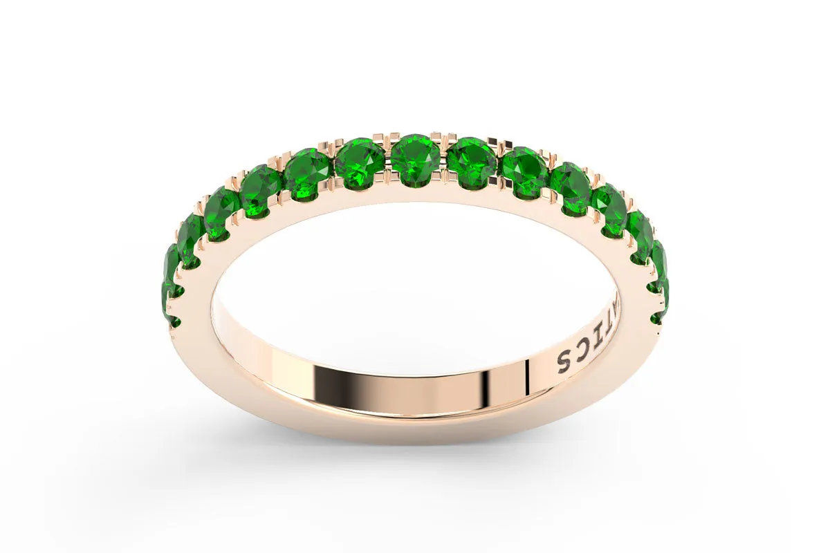 ROSE GOLD BIRTHSTONE HALF PAVE STACKING BAND