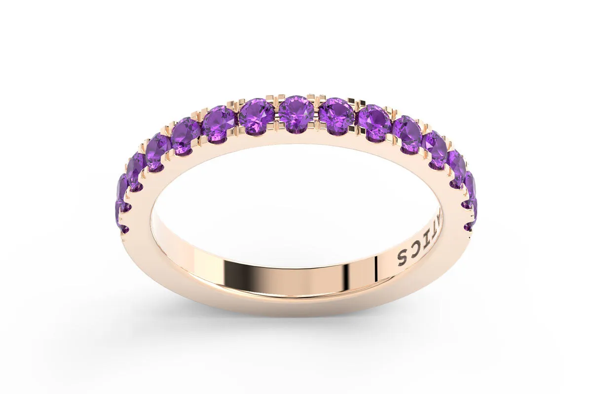 ROSE GOLD BIRTHSTONE HALF PAVE STACKING BAND