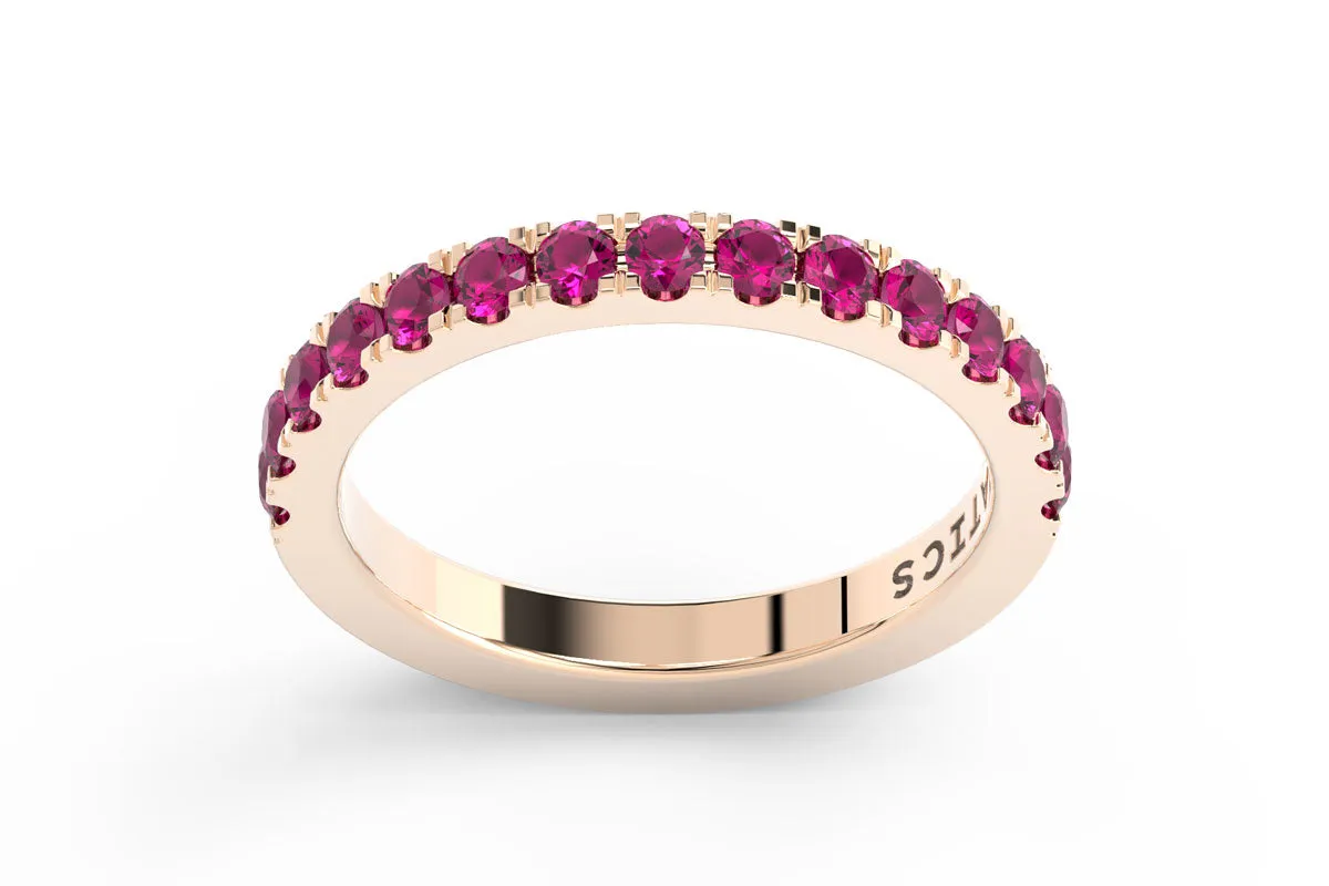 ROSE GOLD BIRTHSTONE HALF PAVE STACKING BAND