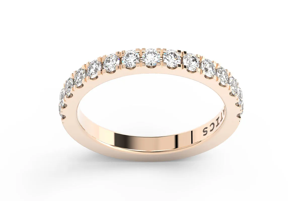 ROSE GOLD BIRTHSTONE HALF PAVE STACKING BAND