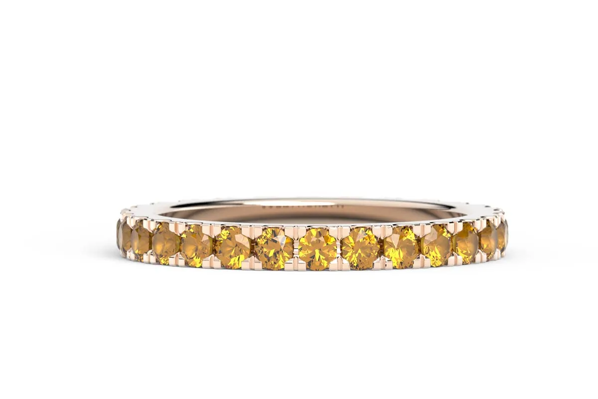 ROSE GOLD BIRTHSTONE HALF PAVE STACKING BAND