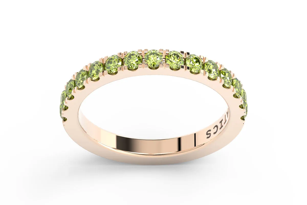 ROSE GOLD BIRTHSTONE HALF PAVE STACKING BAND