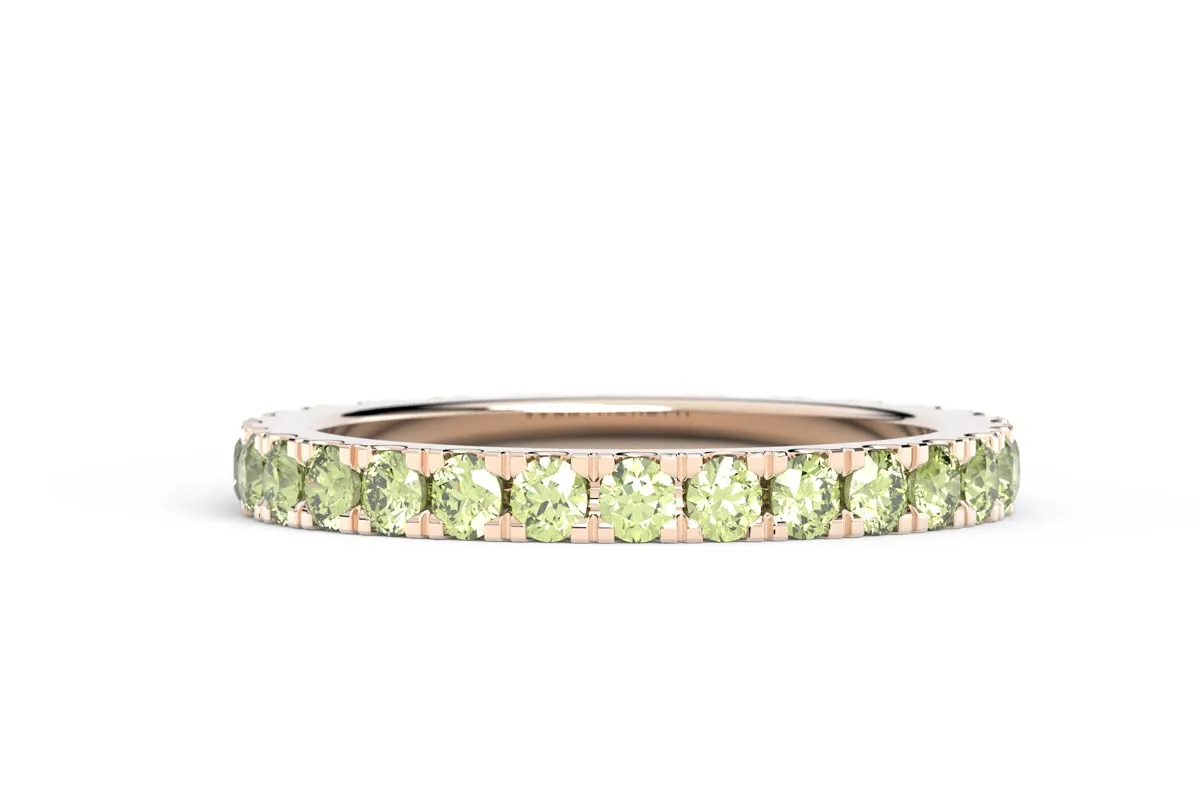 ROSE GOLD BIRTHSTONE HALF PAVE STACKING BAND
