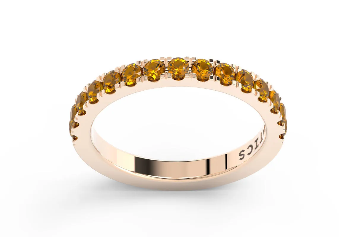ROSE GOLD BIRTHSTONE HALF PAVE STACKING BAND