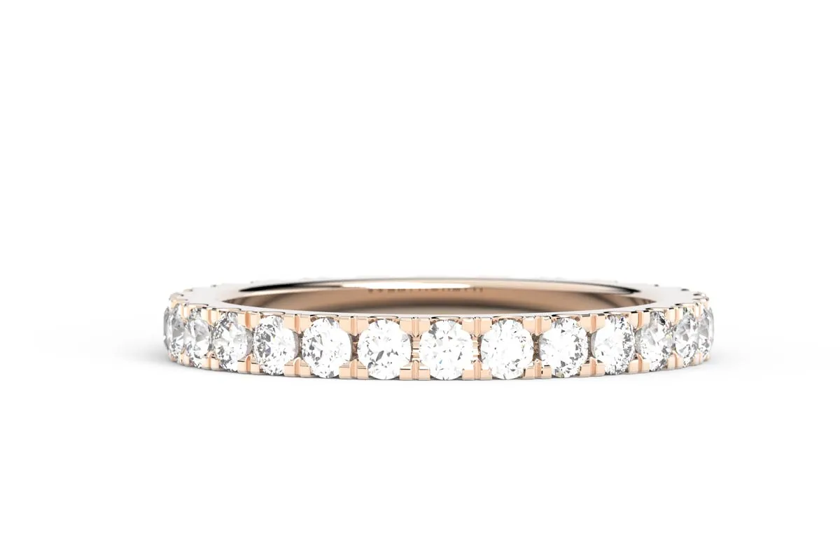 ROSE GOLD BIRTHSTONE HALF PAVE STACKING BAND
