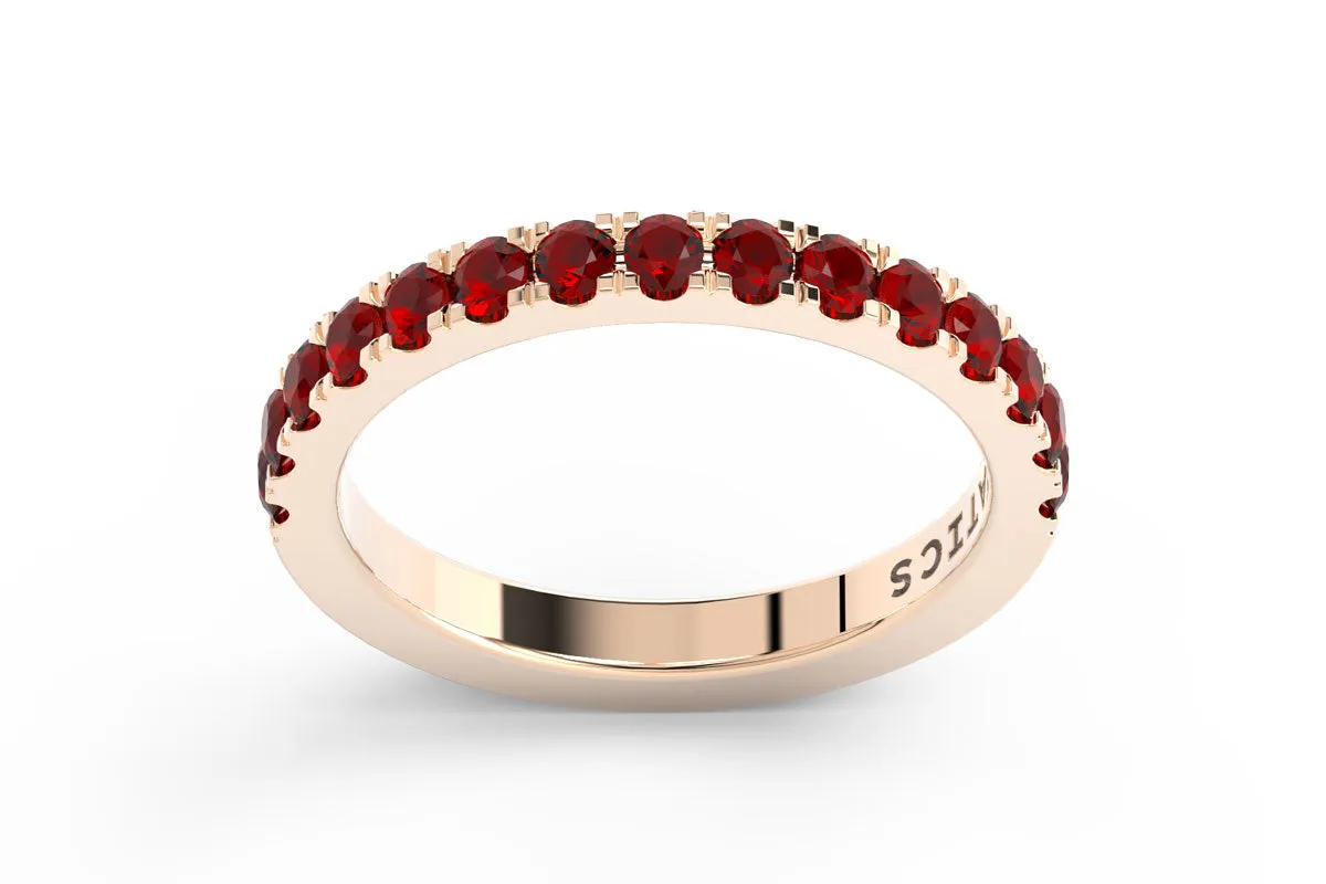 ROSE GOLD BIRTHSTONE HALF PAVE STACKING BAND