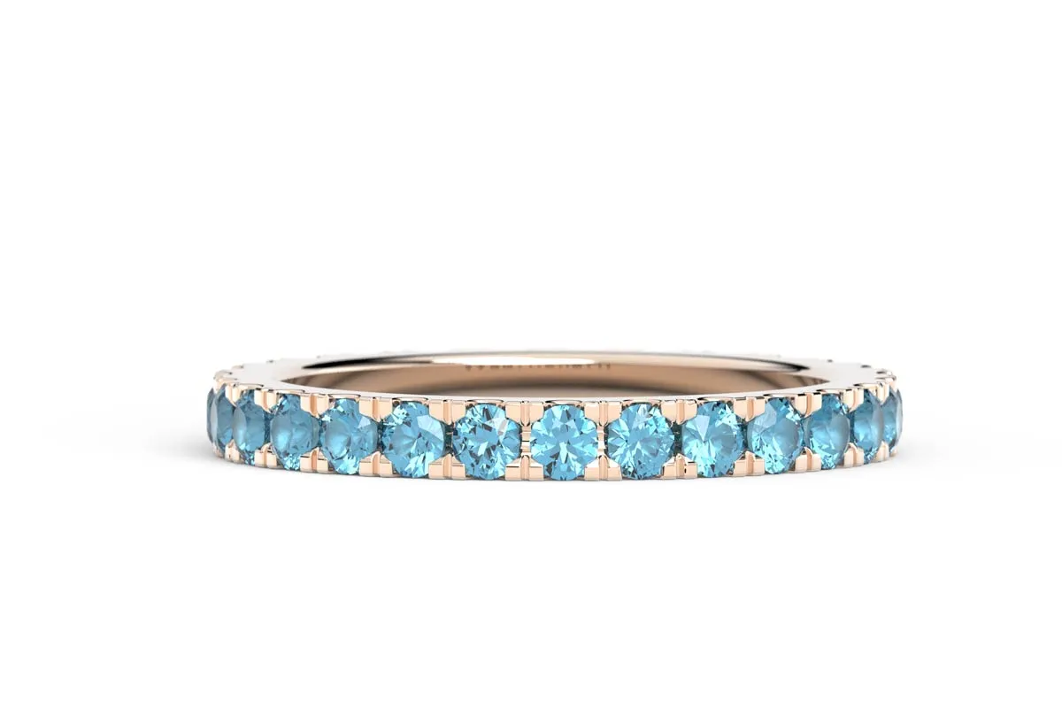 ROSE GOLD BIRTHSTONE HALF PAVE STACKING BAND