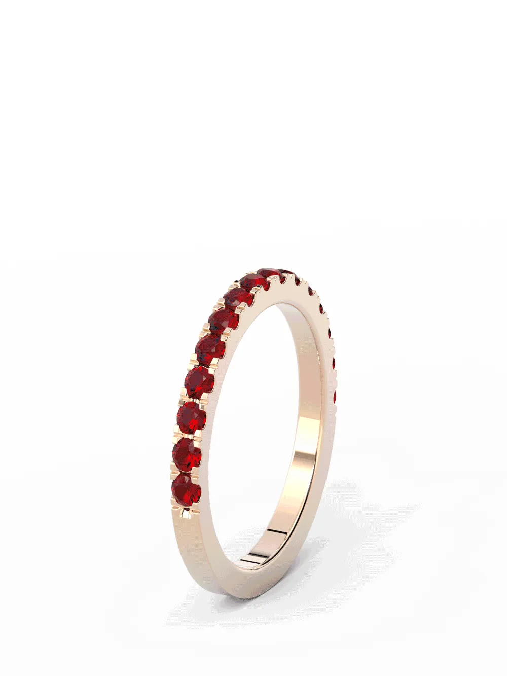 ROSE GOLD BIRTHSTONE HALF PAVE STACKING BAND