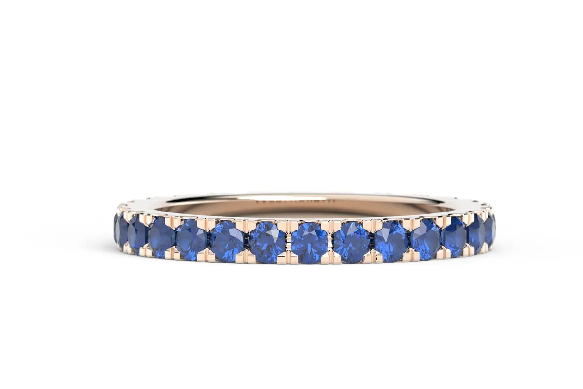 ROSE GOLD BIRTHSTONE HALF PAVE STACKING BAND