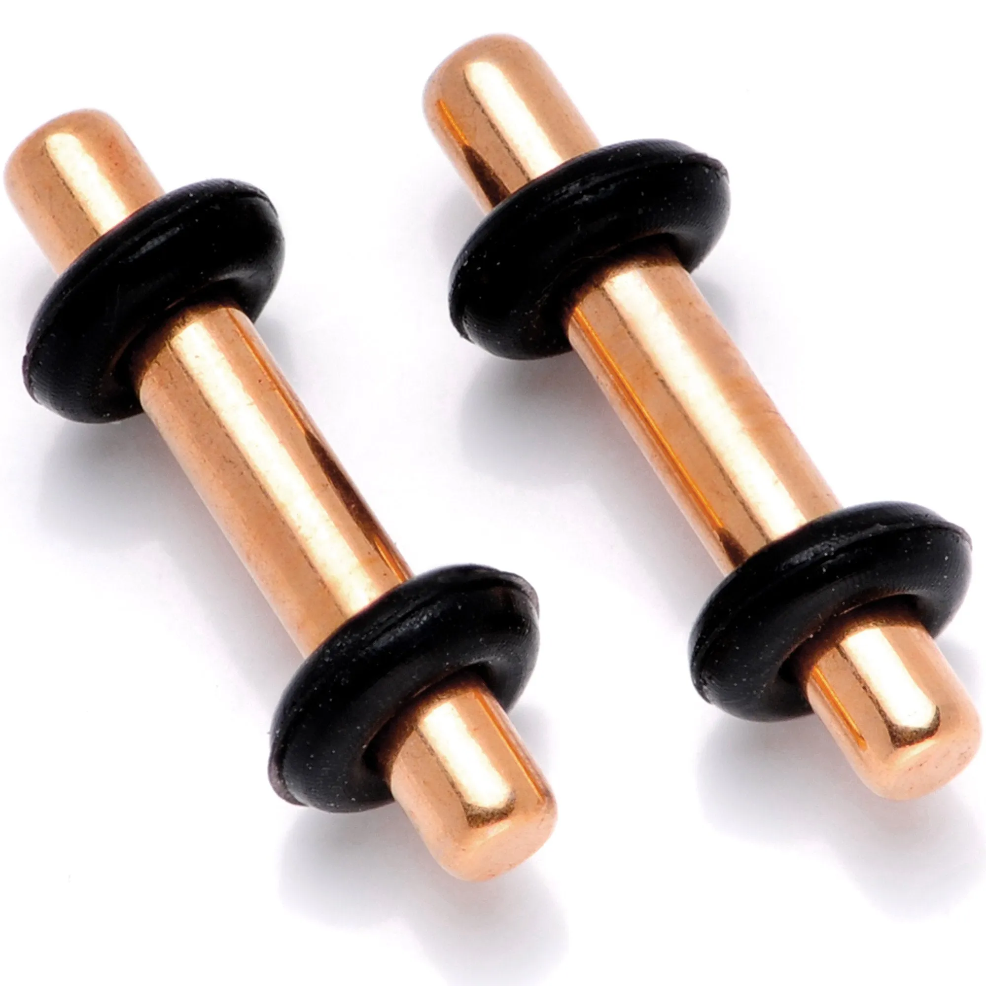 Rose Gold Tone Anodized Titanium Micro Straight Plug Set 14 Gauge to 12 Gauge
