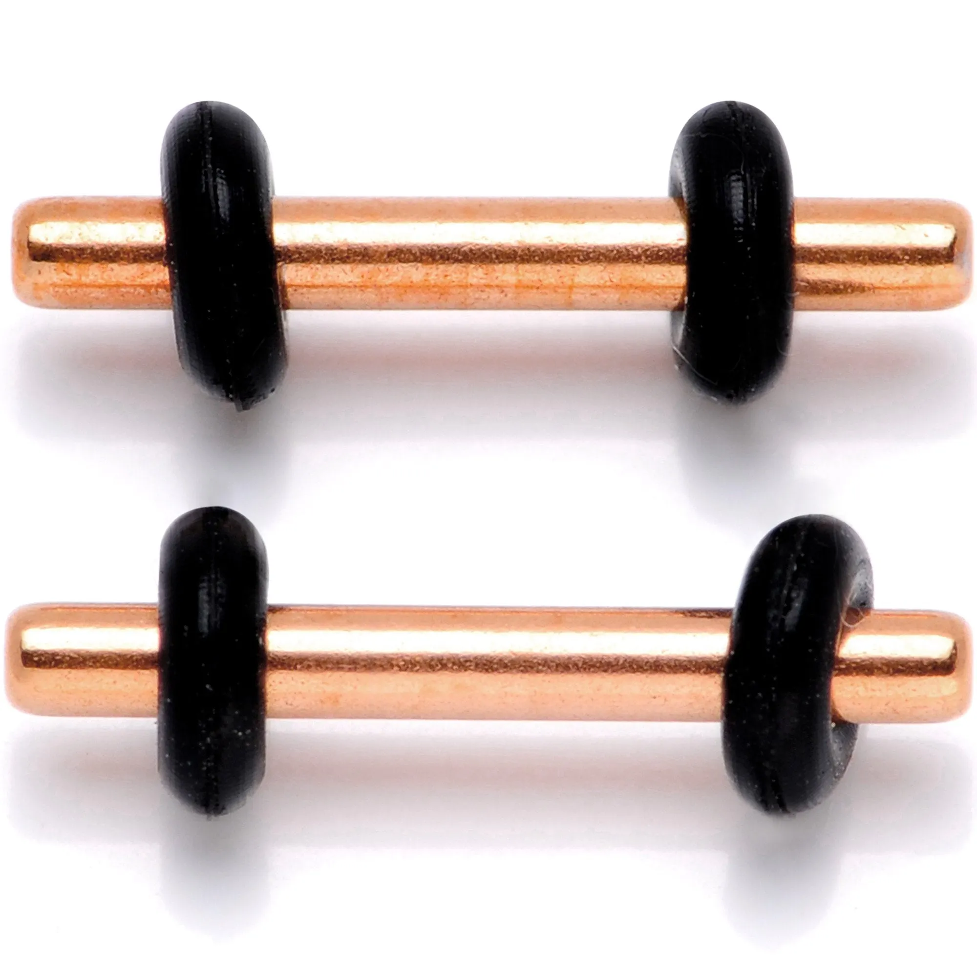 Rose Gold Tone Anodized Titanium Micro Straight Plug Set 14 Gauge to 12 Gauge