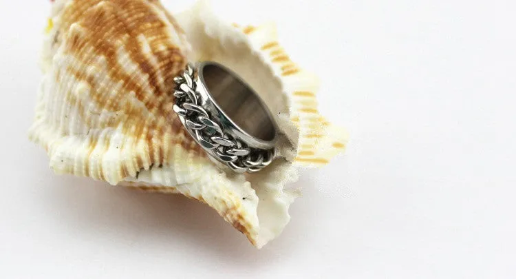 Rotating Braided Chain Spinner Ring